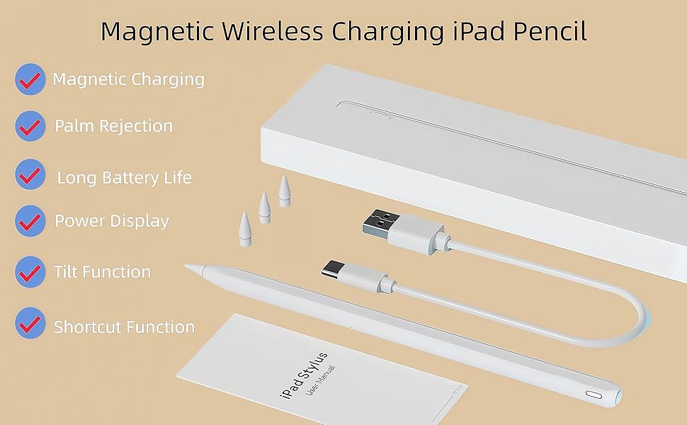 magnetic stylus pen pencil apple ipad wireless charging 2nd generation 5th pro gen air mini 10.5