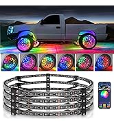 MICTUNING 15inch V1 RGB+IC Chasing Color Wheel Ring Lights Kit with APP Control, Double-Row Dream...