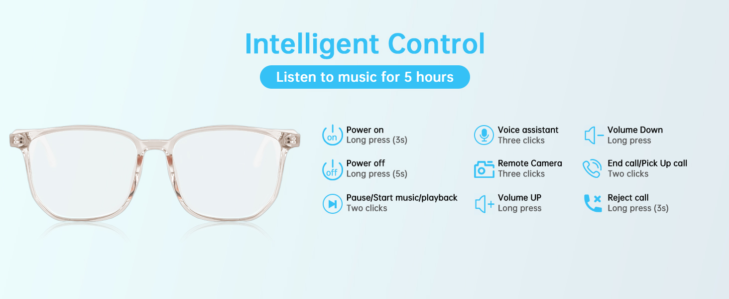 clear blue light smart glasses