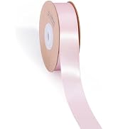 LaRibbons Light Pink Satin Ribbon 1 Inch 25 Yards Luxury Double Faced Pink Silk Ribbon for Gift W...