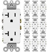 BESTTEN 10 Pack 20 Amp Decorator Wall Receptacle Outlet, Non-Tamper-Resistant, 20A/125V/2500W, Re...