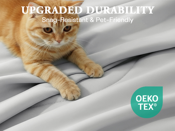 claw-proof cooling blanket, pet friendly bedding, OEKO-TEX certified skin-safe blanket