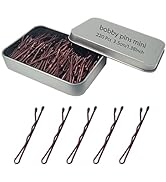 220 Count Mini Wavy 1.38 Inch Bobby Pins Brown, YINGFENG Small Hair Bobby Pins with Storage Box f...