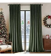 Joydeco Pinch Pleated Velvet Curtains 84 Inch Long 2 Panel Set for Living Room Bedroom, Back Tab ...