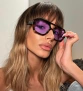 ADE WU Trendy Square Aviator Sunglasses for Women Thick Frame Double Bridge Geometric Sun Glasses