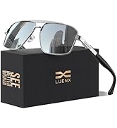 LUENX Aviator Sunglasses for Men Retro Square Polarized Polygon Shades UV 400 Protection