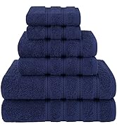 American Soft Linen 6 Piece Towel Set, 2 Bath Towels 2 Hand Towels 2 Washcloths, 100% Turkish Cot...