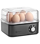 Annie &amp; Mia Design Stainless Steel Electric Rapid Egg Cooker, 8 Egg Capacity 500W, Soft/Medium/Ha...