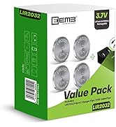 EEMB LIR2032 Rechargeable Battery Charger with 4PCS 3.7V Lithium-ion Coin Button Cell Batteries 4...