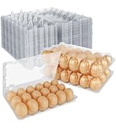 DAJAVE 50 Pack Plastic Egg Cartons, Clear Egg Cartons 18 Count, 3x6 Grids Egg Cartons Cheap Bulk,...