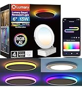 Lumary RGBAI Smart Recessed Lighting 6 Inch with Gradient Accent and Night Ring, 13W 1000LM Wi-Fi...