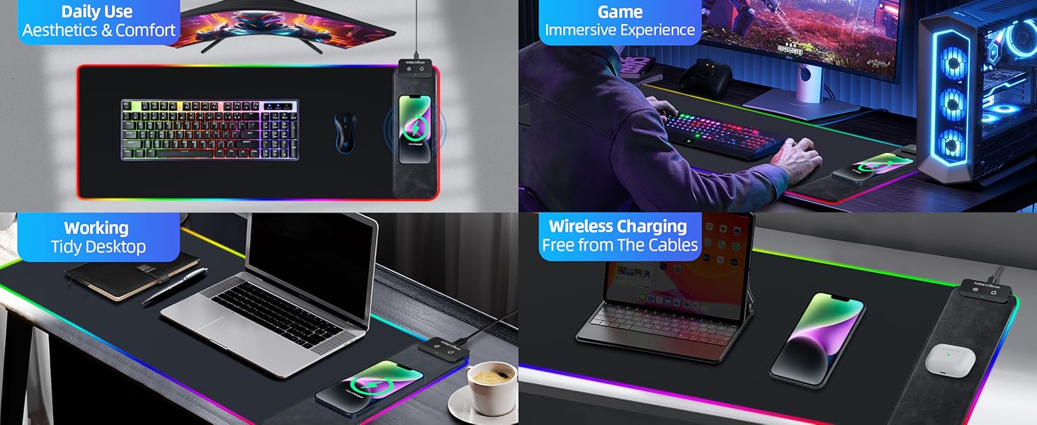 RGB Gaming Mouse Pad With Wireless Charging