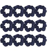 Pack of 12 Cotton Hair Scrunchies Single Jersey Solid Color Ponytail Holders Hair Ties for Girl (...