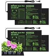 BN-LINK Durable Seedling Heat Mat for Seed Starting 10" x 20.75", 4 Pack Waterproof Warming Mat f...
