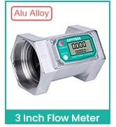 GRYVOZE 3 Inch Digital Flow Meter, 21-264 GPM Inline NPT Thread Fuel Turbine Flowmeter with LCD D...