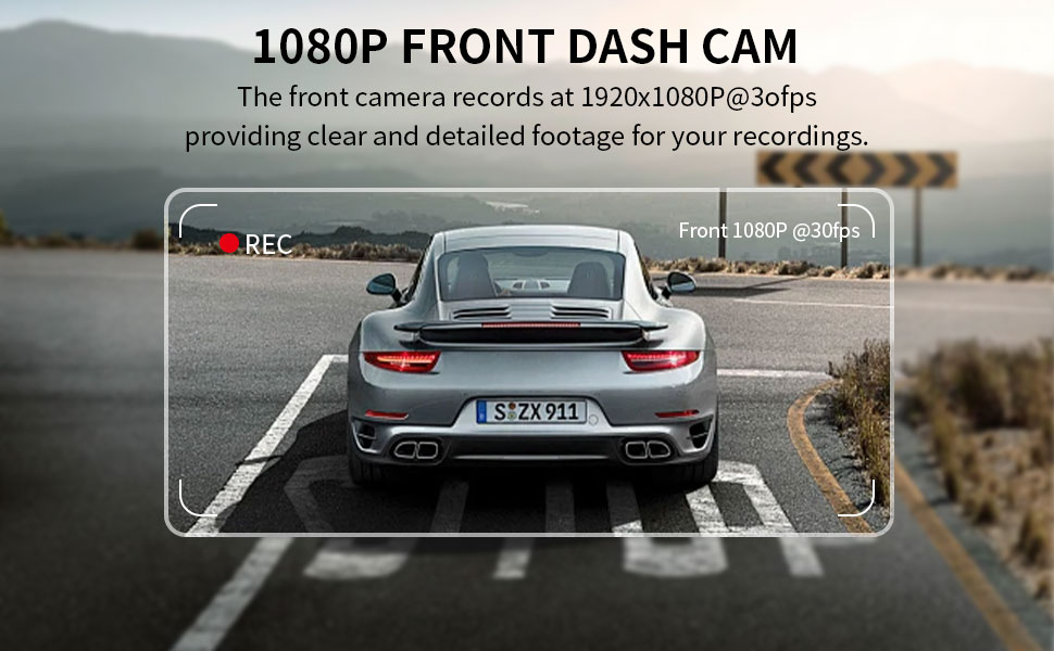 GITESI 1080P Front Dash Cam, 1920x1080@30fps Clear Recording