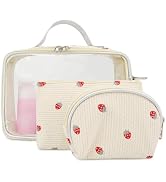 Bluboon 3 Pcs Makeup Bag Travel Toiletry Bags Clear Cosmetic Bag Gift for Girls Women Waterproof ...