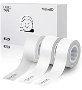 MakeID L1 E1 Q1 Label Maker Tape Refills, 3-Roll 16mm x 4m (0.63" x 13') Continuous Consumables T...