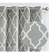 jinchan Curtains Grey Linen Living Room Drapes Light Filtering Moroccan Tile Print Window Treatme...