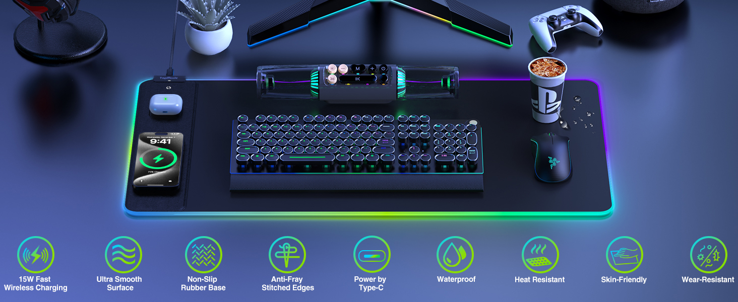 rgb desk mat pad mouse