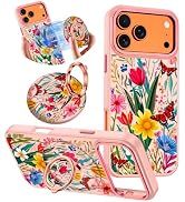 Meshine for iPhone 17 Pro Max Case,Compatible with MagSafe,360°Magnetic Ring Holder Rotation Stan...