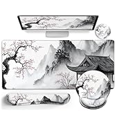 LIMKRIAN Japanese Ergonomic Mouse Pad Large Desk Mat Set, XXL Anime Mousepad with Wrist Rest, Wri...