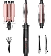 Denvek Thermal Brush, 3 in 1 Barrel Curling Iron Brush Set Crimper and Waver,Heated Round Volumiz...