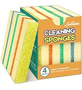 LAUNDRYLUX 4 Pack Scrub Sponge - Temperature-Responsive - 50% More Power &amp; Rinses Cleaner Cleanin...