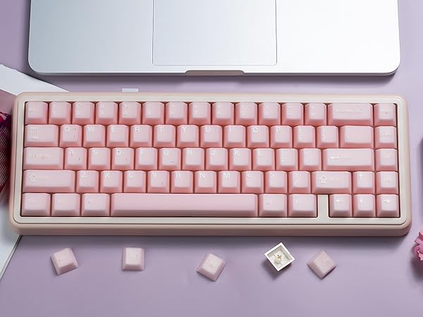 Pink Jade keycap Double Shot pbt keycaps Translucent Ceramic Cherry Profile Creamy Custom Keycap