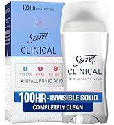 Secret Clinical Strength 100HR Sweat &amp; Odor, Completely Clean Invisible Solid Antiperspirant Deod...
