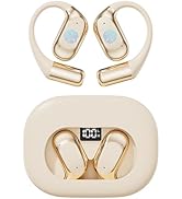 Open Ear Wireless Bluetooth Headphones, Pain-Free Air Conduction Ear Buds with LED Digital Displa...
