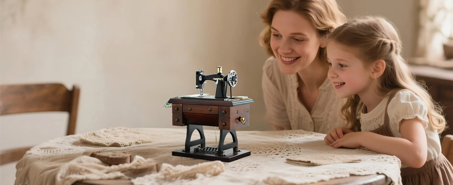 vintage gift for mom grandma sewing machine music box