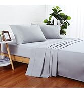 Zaizaihome 100% Cotton Bed Sheet Set 600 Thread Count, Lustrous &amp; Smooth Sateen Weave 4 Piece Cot...