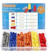 Crweety 160pcs Electrical Wire Connectors Colorful Wire Connectors Nuts Wire Assortment Nuts Inse...