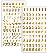 Aixoom 10 Sheets Gold Letter and Number Stickers Small Glitter Gold Alphabet Number Stickers Self...