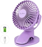 Portable Clip Fan Battery Operated,3 Speeds USB Rechargeable Mini Table Fan with Strong Airflow,3...
