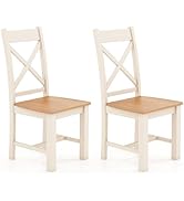 Giantex Wooden Dining Chairs Set of 2, Farmhouse Kitchen Chair with High Cross Back, Rubber Wood ...