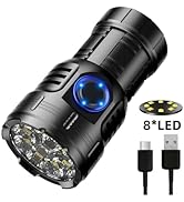 ALONEFIRE X68 Mini LED Flashlight Type C USB Rechargeable Bright 8 LED Light Source Small Torch 8...