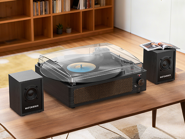 turntable for vinyl records with speakers