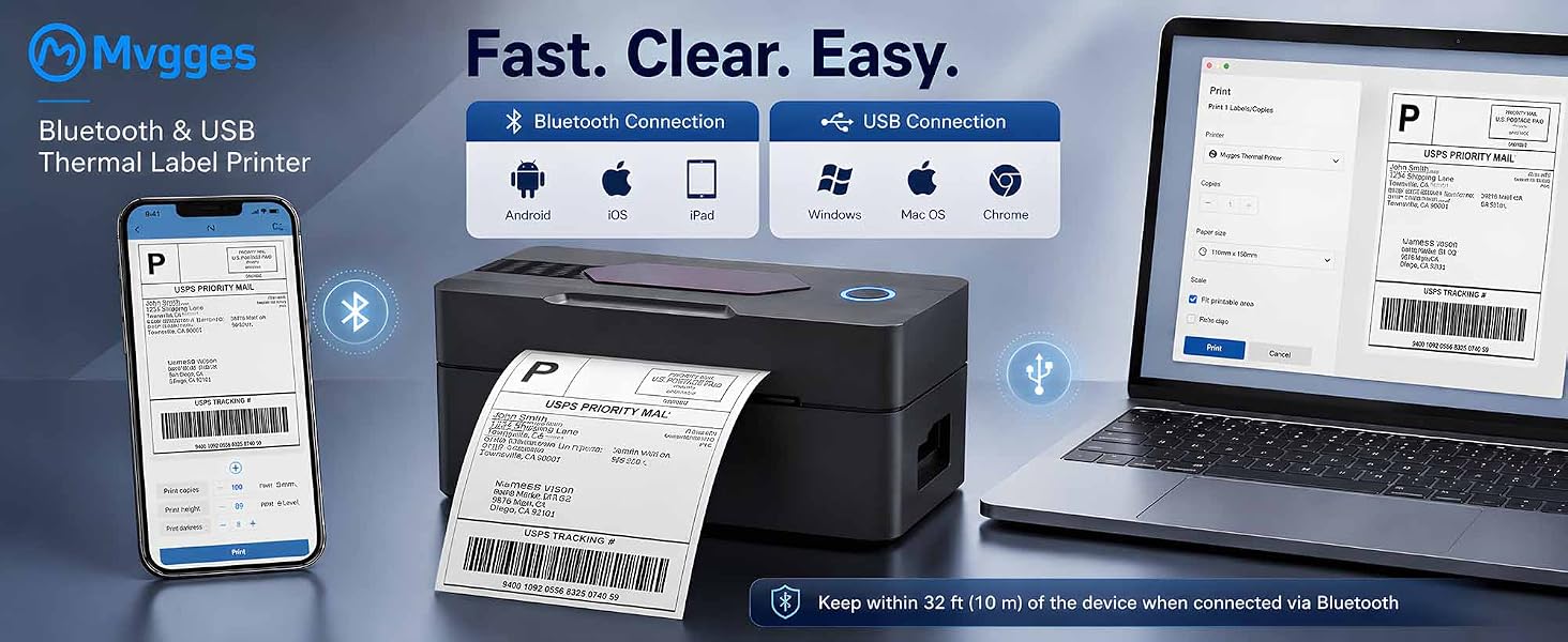 Bluetooth &amp;amp; USB Thermal Label Printer