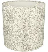 Aspen Creative 58305A, Drum Uno Lamp Shade, White &amp; Grey, 8" Top x 8" Bottom x 8" Height, Slip UN...