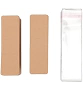 200PCS Set Kraft Bookmark Holder, DIY Blank Bookmark Cover Display Cards with Transparent Self Ad...