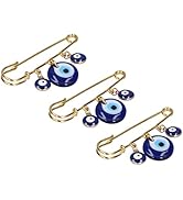 Evil Eye Stroller Pin for Baby Brooch Alloy, Glass Beads 3Pcs Clothing Pins 3 Blue Eye Pendants G...