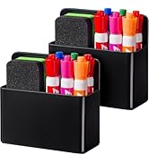BEYGORM 2 Pack Plastics Magnetic Pen Holder for Refrigerator, Dry Erase Marker Holder for Whitebo...