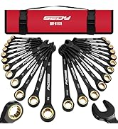 Premium 24-Piece Ratcheting Wrench Set, SAE(1/4-7/8") &amp; Metric(8–19mm) Combination Wrenches, 72-T...