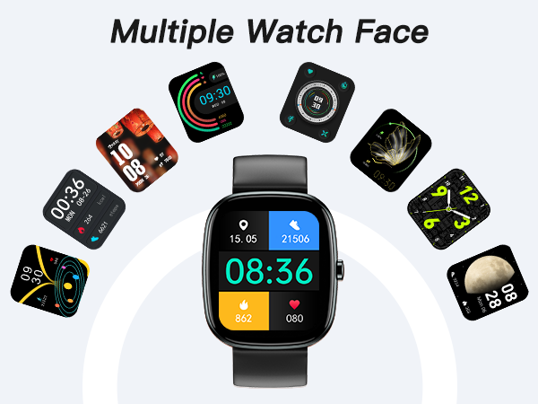 Multiple watch faces on fitness tracker. Change style easily.