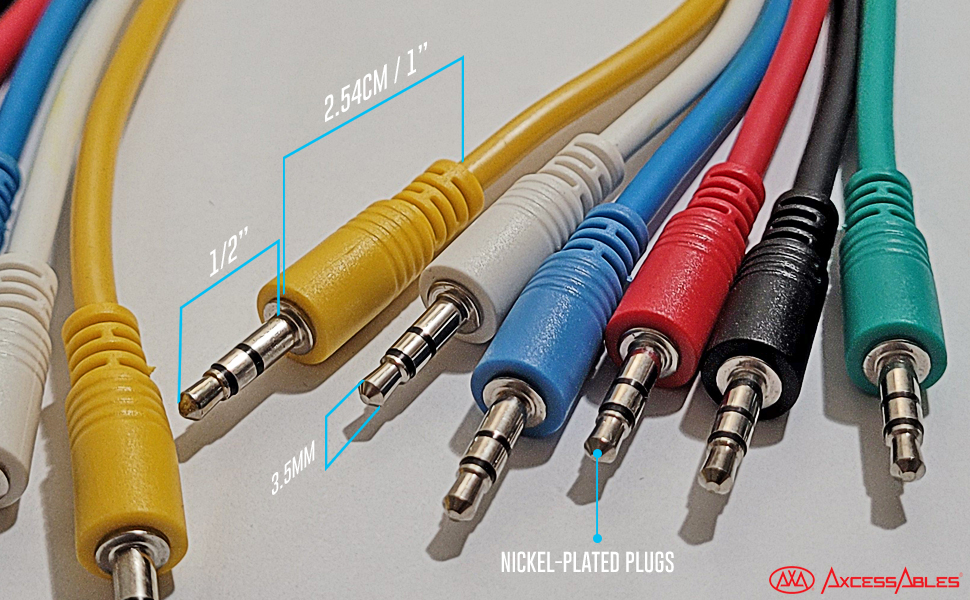 AxcessAbles 1/8 (3.5mm) TRS to 1/8 (3.5mm) TRS Balanced Minijack Stereo Patch Cables