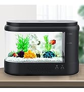 AQQA Aquarium Kit 1.8 Gallon Small Betta Fish Tank with Adjustable LED Lighting (9 Colors) Intern...
