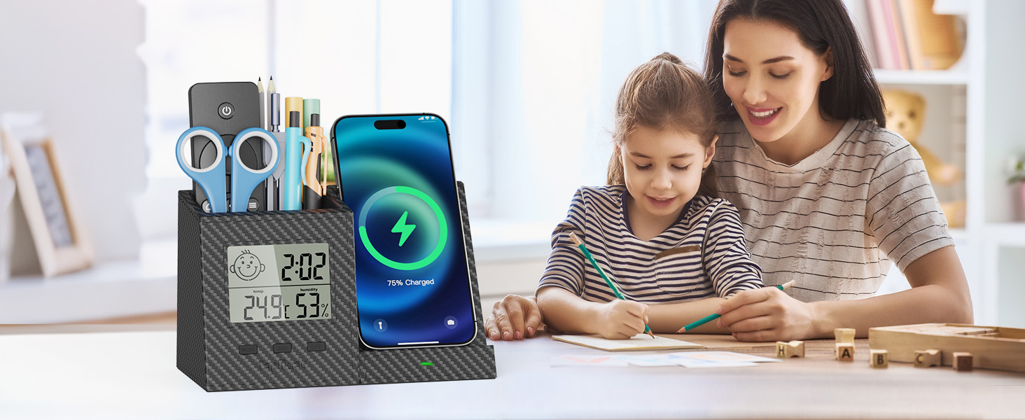 Wireless Charger with Pen Holder,
