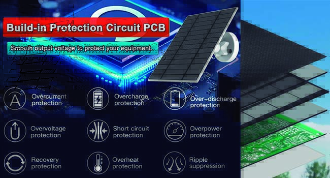 Solar panel built-in PCB intelligent protection circuit